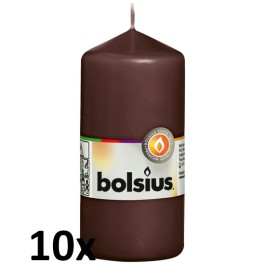10 stuks bruin stompkaarsen 120/60 van Bolsius extra goedkoop in een voordeel verpakking