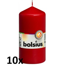 10 stuks rood stompkaarsen 120/60 van Bolsius extra goedkoop in een voordeel verpakking