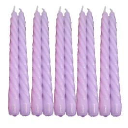 10 stuks lila glanzend gelakte spiraal kaarsen - twisted candles 230/22 (7 uur)