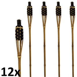 12 stuks zwart met bruine bamboe fakkels lengte 120 cm