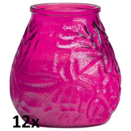 12x Lowboy fuchsia, de sfeervolle buiten- en binnen kaarsen in sierlijk doorzichtig sfeerglas