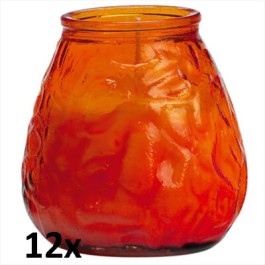 12x Lowboy oranje, de sfeervolle buiten- en binnen kaarsen in sierlijk doorzichtig sfeerglas