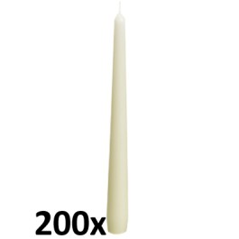 200 stuks kwaliteits gotische kaarsen van Bolsius kleur ivoor