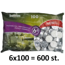 600 stuks witte 6 uur waxinelichtjes 21/38 Bolsius ( 6 zakken met 100 stuks )