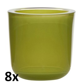 8 stuks transparant mat lime groen glazen refill kaarsen- en theelichtjes houders 75/75