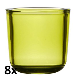 8 stuks transparant lime groen glazen refill kaarsen- en theelichtjes houders 75/75