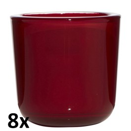 8 stuks transparant wijnrood glazen refill kaarsen- en theelichtjes houders 75/75