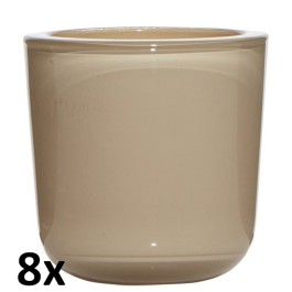 8 stuks transparant cappuccino bruin glazen refill kaarsen- en theelichtjes houders 75/75