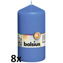 8 stuks blauw stompkaarsen 130/70 van Bolsius extra goedkoop in een voordeel verpakking