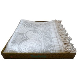 Gebedskleed: Wit met zilverdraad gebedsmat in cadeauverpakking - type Ankara 115 x 70 x 0,3 cm