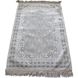 Gebedskleed: Wit met zilverdraad gebedsmat in cadeauverpakking - type Antalya 115 x 70 x 0,3 cm