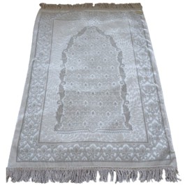 Gebedskleed: Wit met zilverdraad gebedsmat in cadeauverpakking - type Izmir