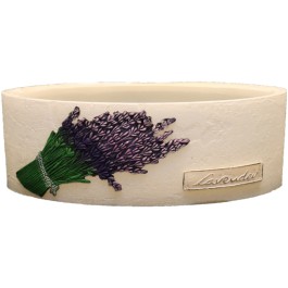 Witte lavendel provence ovale wax windlicht 95/270/125 (incl. 2 stuks 3 uurs theelichten)