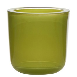 Transparant mat lime groen glazen refill kaarsen- en theelichtjes houder 75/75