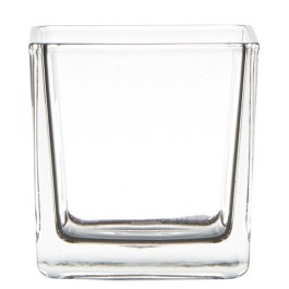 6 stuks glazen maxi theelichthouders vierkant 80/80/80