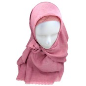 Roze denim motief hoofddoek/hijab (incl. roze binnenmuts)