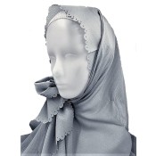 Grijze scallop rand vierkante hoofddoek/hijab (incl. binnenmuts)
