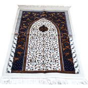 Gebedskleed: Donkerblauw-wit met zilveren draad Prada gebedsmat