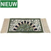 Green dome and flower pattern traveling size prayer mat 70 cm x 35 cm