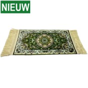 Green Persian pattern traveling size prayer mat 70 cm x 35 cm