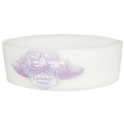 Witte lavendel veld geurend ovale wax windlicht 95/125/270 (incl. 2 theelichten erin)