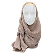 Beige geplooide hoofddoek (incl. beige binnenmuts)