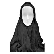 Zwarte geplooide hoofddoek (incl. binnenmuts)