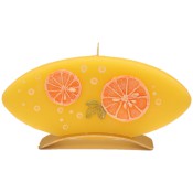 Sinaasappel ovale geurkaars 90/185/12 op standaard (4 uur)