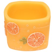 Sinaasappel geurende vierkante wax windlicht 95/130/130 (incl. 1 theelicht erin)