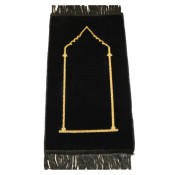 Zwart met gouden pilaar reisformaat gebedsmat