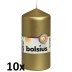 10 stuks goudkleurige Bolsius kaarsen 120 mm x 60 mm