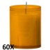 60 stuks refill kaarsen in amber transparant kunststof kaarsenhouders, voordeel verpakking