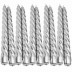 10 stuks zilver gelakte spiraal dinerkaarsen - twisted candles silver 230/22 (7 uur)